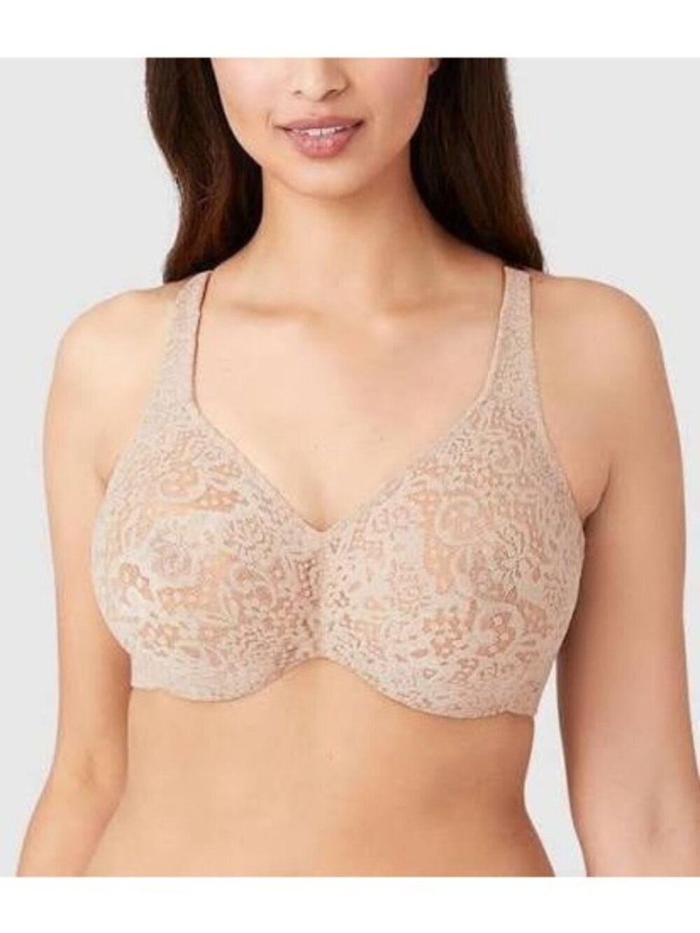 WACOAL 65547 Halo Full Figure Lace Underwire Bra TOAST size 40C Nude Sheer Sexy